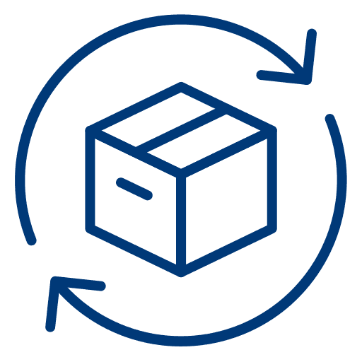 Icon of a moving box with arrows – Decluttering or does everything really need to come along?