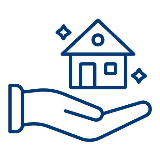 Icon Hand mit Haus – Symbol für Größe des Haushalts