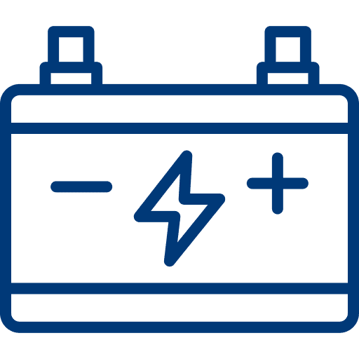 Icon große Batterie mit Plus- und Minuspol – Symbol für große Batterien