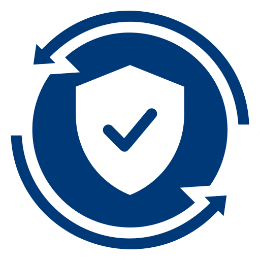 Icon mit Schild und Pfeilen – Aktualisierung der Hausratversicherung nach dem Umzug.