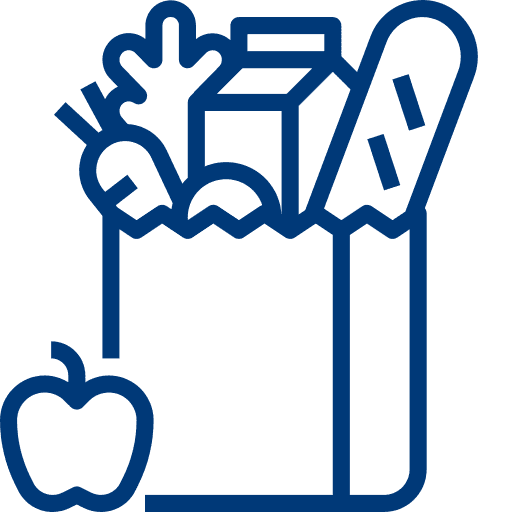 Icon: Einkaufstüte mit Lebensmitteln – Symbol für Lebensmittel und tierische Erzeugnisse