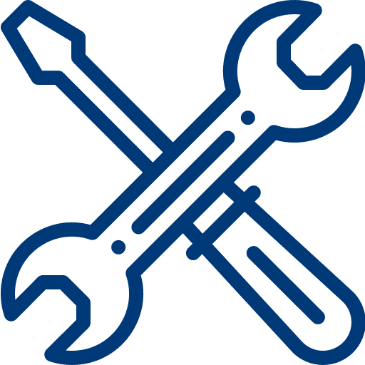 Crossed tools (wrench and screwdriver), symbolizing professional assembly and repairs.