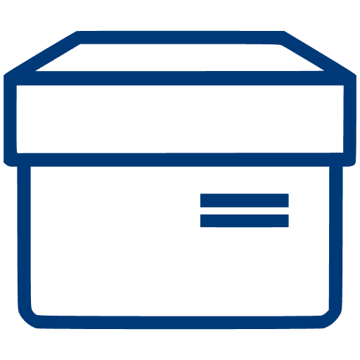 Icon: Karton mit Deckel – Hinweis auf vollständiges und sicheres Verpacken