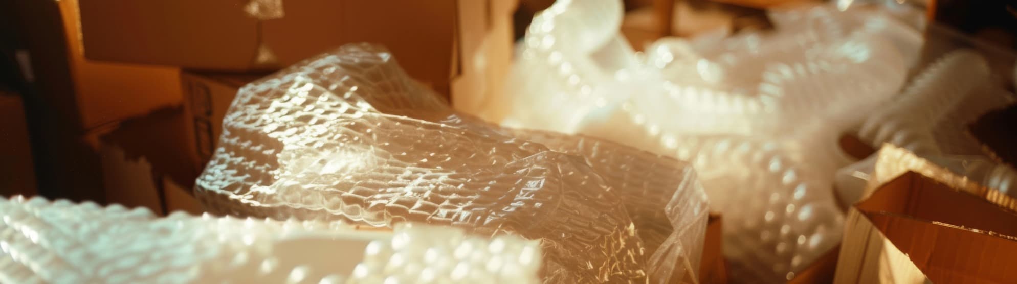 Spezialverpackungen: Luftpolsterfolie schützt Umzugsgut zwischen Umzugskartons