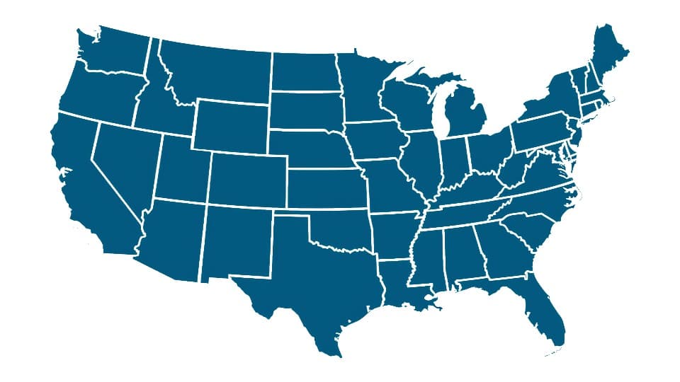Karte der USA mit Bundesstaatengrenzen als Symbolbild für Tierumzug in die USA
