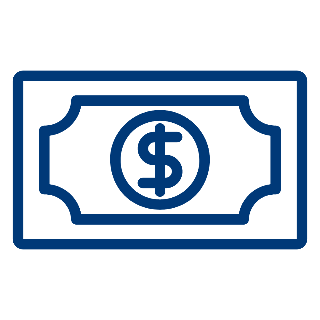 Icon zum Thema Auswandern nach USA – Symbol für Währung mit US-Dollar-Schein