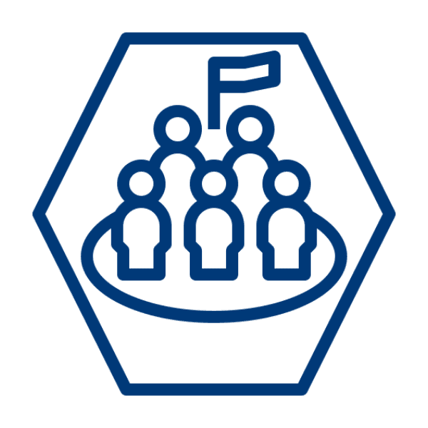 Icon: Symbol für Einwohnerzahl mit Personengruppe und Fahne