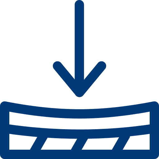 Icon with arrow and solid surface, symbol for stability