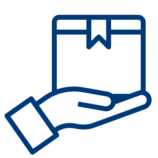 An open hand carrying a package, symbolizing the practical packaging return after delivery.